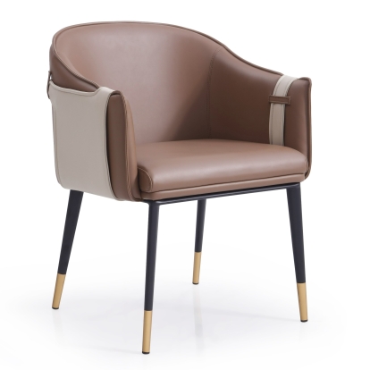LA Furniture Calderon Modern Brown & Beige Vegan Leather Dining Chair VGVCB065-BRN-DC Contemporary Style by Vig Furnitrue Number 81580 Catch Home Goods