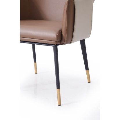 LA Furniture Calderon Modern Brown & Beige Vegan Leather Dining Chair VGVCB065-BRN-DC Contemporary Style by Vig Furnitrue Number 81580 Catch Home Goods