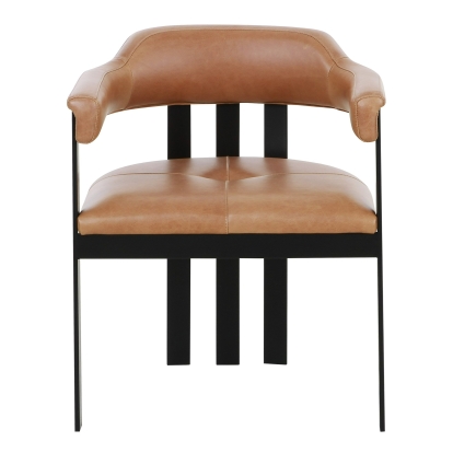 LA Furniture Hazen Modern Camel Leather + Black Iron Dining Chair VGOD-ZW-23151-CML Contemporary Style by Vig Furnitrue Number 81606 Catch Home Goods