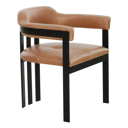 LA Furniture Hazen Modern Camel Leather + Black Iron Dining Chair VGOD-ZW-23151-CML Contemporary Style by Vig Furnitrue Number 81606 Catch Home Goods