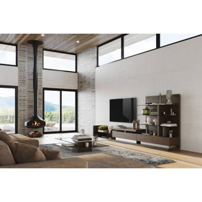 LA Furniture Jefferson Mid-Century Modern Reversible Walnut Entertainment Center VGBB662N-WALGRY Contemporary Style by Vig Furnitrue Number 81626 Catch Home Goods