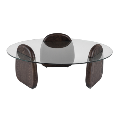 LA Furniture Buxton Mid-Century Modern Glass + Dark Walnut Coffee Table VGOD-LZ-274C-COF Contemporary Style by Vig Furnitrue Number 81631 Catch Home Goods