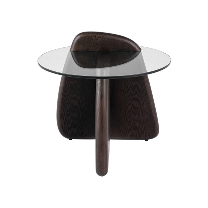 LA Furniture Buxton Mid-Century Modern Glass + Dark Walnut End Table VGOD-LZ-274E-END Contemporary Style by Vig Furnitrue Number 81632 Catch Home Goods