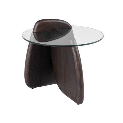 LA Furniture Buxton Mid-Century Modern Glass + Dark Walnut End Table VGOD-LZ-274E-END Contemporary Style by Vig Furnitrue Number 81632 Catch Home Goods