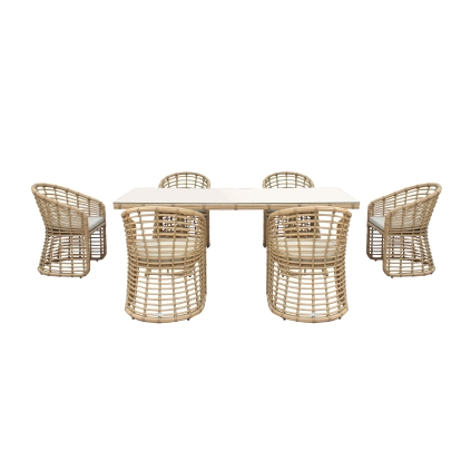 LA Furniture Mina Outdoor Bamboo Wicker Dining Set VGAT-RADS-261-SET Contemporary Style by Vig Furnitrue Number 81778 Catch Home Goods