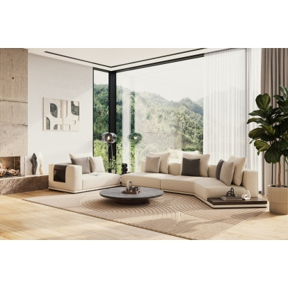 LA Furniture Siret Modern Ivory Fabric Modular Sectional Sofa with Coffee Table VGBB-HR-SOFA-IVY Contemporary Style by Vig Furnitrue Number 81829 Catch Home Goods