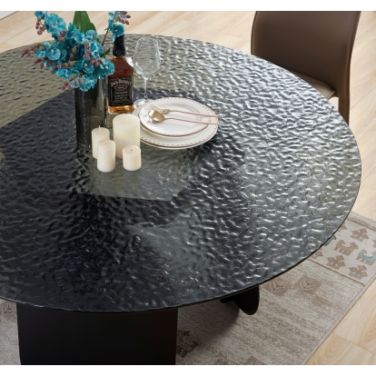 LA Furniture Maxine Modern Hammered Grey Glass Round Dining Table VGYF-DT9003 Contemporary Style by Vig Furnitrue Number 81889 Catch Home Goods