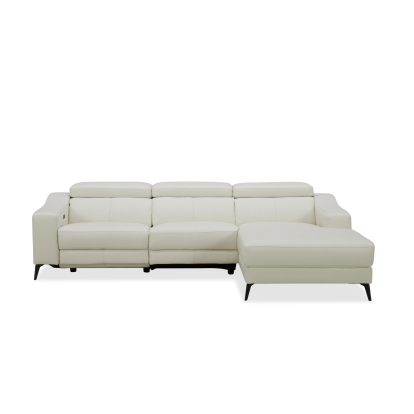 LA Furniture Rampart Modern L-Shape RAF White Leather Sectional Sofa with 1 Recliner VGKM-5325-RAF-WHT-SECT Contemporary Style by Vig Furnitrue Number 80077|81966 Catch Home Goods