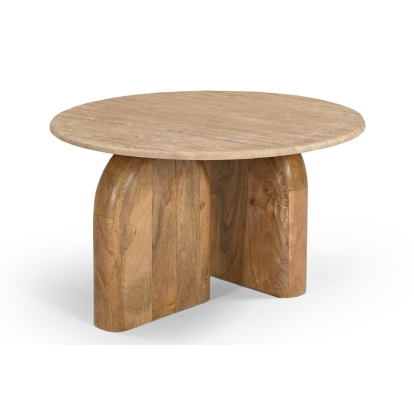 LA Furniture Kellison Modern Travertine Marble + Wood End Table VGBR-SBA-4808 Contemporary Style by Vig Furnitrue Number 82007 Catch Home Goods