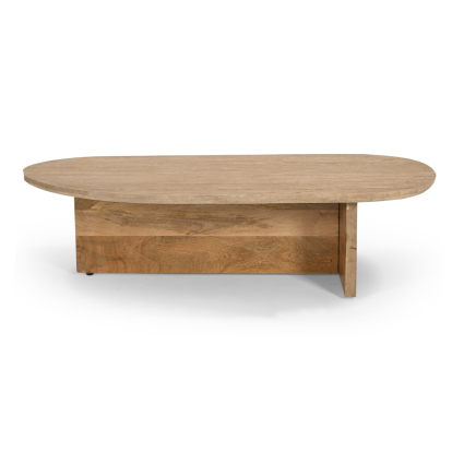 LA Furniture Chisholm Modern Travertine Marble + Wood Freeform Coffee Table VGBR-SBA-2536 Contemporary Style by Vig Furnitrue Number 82008 Catch Home Goods