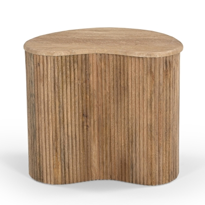 LA Furniture Matador Modern Travertine Marble + Wood Freeform Coffee Table Set VGBR-SBA-2409-2408-2412-SET Contemporary Style by Vig Furnitrue Number 82214 Catch Home Goods