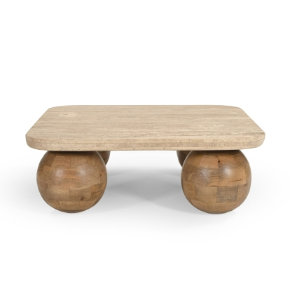 LA Furniture Seadrift Modern Travertine Marble + Wood Square Coffee Table VGBR-JTI-2569 Contemporary Style by Vig Furnitrue Number 82022 Catch Home Goods