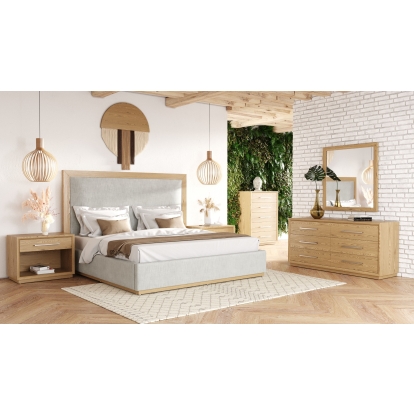 LA Furniture Santa Barbara Modern Grey Fabric + Natural Bedroom Set VGMABR-152-SET Contemporary Style by Vig Furnitrue Number 82037|81513|82038 Catch Home Goods