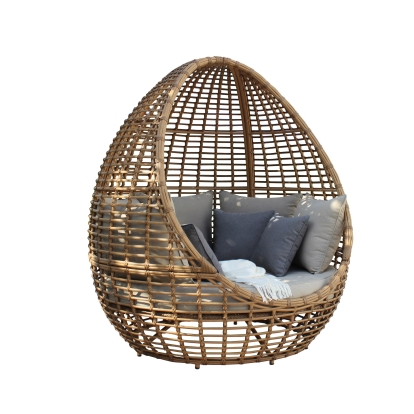 LA Furniture Cocoon Mini Outdoor Beige + Wicker Lounge Bed VGAT-RABD-152-MINI Contemporary Style by Vig Furnitrue Number 82083 Catch Home Goods