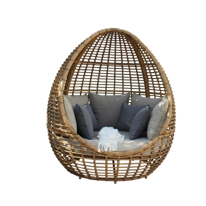LA Furniture Cocoon Mini Outdoor Beige + Wicker Lounge Bed VGAT-RABD-152-MINI Contemporary Style by Vig Furnitrue Number 82083 Catch Home Goods