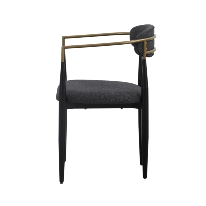 LA Furniture Buchtel Mid-Century Modern Dark Grey + Gold Arm + Black Dining Chair VGDW-J1312-DKGRY Contemporary Style by Vig Furnitrue Number 82088 Catch Home Goods