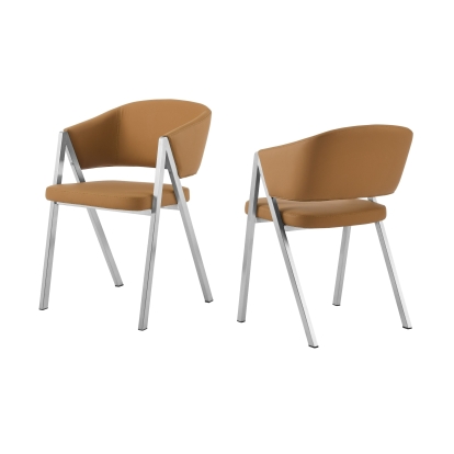 LA Furniture Marcus Modern Camel Vegan Leather Dining Chair (Set of 2) VGEW-F3248AA-CML Contemporary Style by Vig Furnitrue Number 82336Z Catch Home Goods
