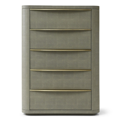 LA Furniture Lois Modern Beige Shagreen + Brass Chest VGVC-J2408-5H Contemporary Style by Vig Furnitrue Number 82461 Catch Home Goods
