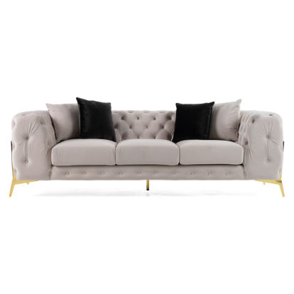 LA Furniture Clarice Transitional Light Beige Velvet Sofa VGAH-SF1013-3-BGE Contemporary Style by Vig Furnitrue Number 82502 Catch Home Goods