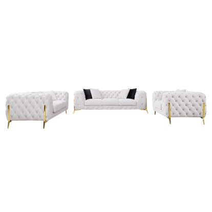 LA Furniture Clarice Transitional Light Beige Velvet Sofa Set VGAH-SF1013-SET-BGE Contemporary Style by Vig Furnitrue Number 82505 Catch Home Goods