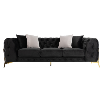 LA Furniture Clarice Transitional Black Velvet Sofa VGAH-SF1013-3-BLK Contemporary Style by Vig Furnitrue Number 82506|83201 Catch Home Goods