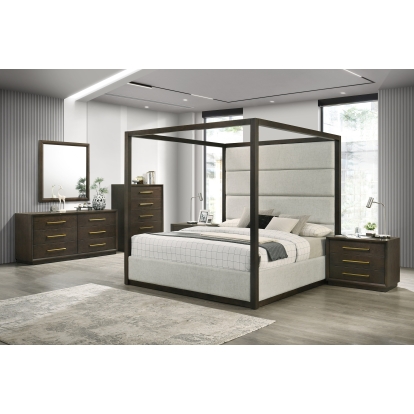 LA Furniture Eastern King Manhattan Contemporary Canopy Cherry Bedroom Set VGMA-BR-127-SET-CRY-EK Contemporary Style by Vig Furnitrue Number 82806 Catch Home Goods