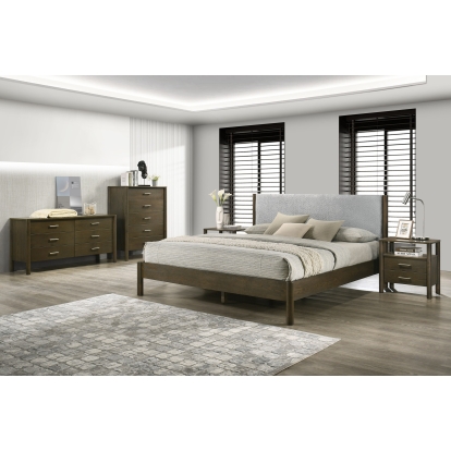 LA Furniture Queen Carolina Modern Grey Fabric + Wenge Bedroom Set VGMA-BR-167-SET-WNG-Q Contemporary Style by Vig Furnitrue Number 83038 Catch Home Goods