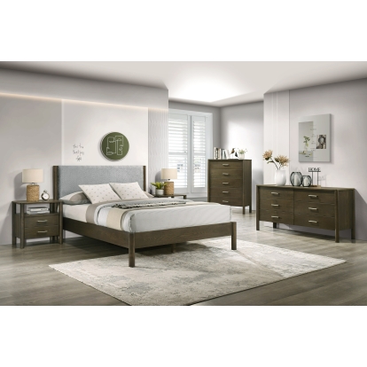 LA Furniture Carolina Modern Grey Fabric + Wenge Bedroom Set VGMA-BR-167-SET-WNG Contemporary Style by Vig Furnitrue Number 83038|83039 Catch Home Goods