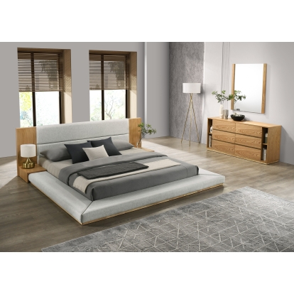LA Furniture Queen Jagger Modern Natural Oak Bedroom Set VGMA-BR-55-SET-NAT-Q Contemporary Style by Vig Furnitrue Number 83045 Catch Home Goods