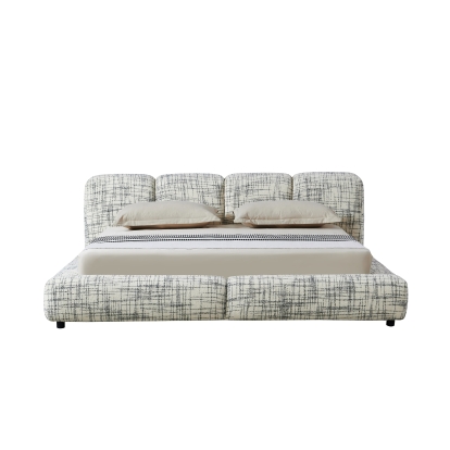 LA Furniture Queen Shiloh Modern Off-White + Black Fabric Bed VGEV-B070-WHTBLK-Q Contemporary Style by Vig Furnitrue Number 83076 Catch Home Goods