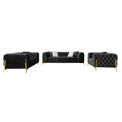 LA Furniture Clarice Transitional Black Velvet Sofa Set VGAH-SF1013-SET-BLK Contemporary Style by Vig Furnitrue Number 82509|83205 Catch Home Goods