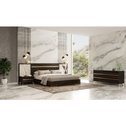LA Furniture Velondra Modern Eucalypto + Marble 4-Piece Bedroom Set VGACVELONDRA-BED-4PCSET Contemporary Style by Vig Furnitrue Number 85581|85582 Catch Home Goods