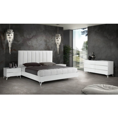 LA Furniture Angela Italian Modern White Eco Leather 4-Piece Bedroom Set VGACANGELA-4PC-SET Contemporary Style by Vig Furnitrue Number 85593|85594 Catch Home Goods