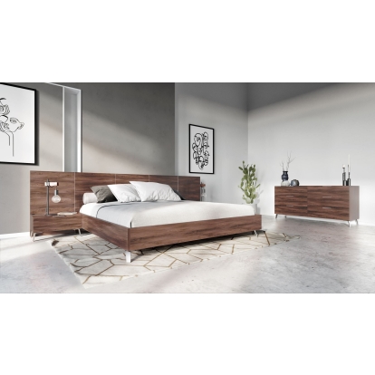 LA Furniture Brooklyn Italian Modern Walnut 4-Piece Bedroom Set VGACBROOKLYN-4PC-SET Contemporary Style by Vig Furnitrue Number 85604|85605 Catch Home Goods