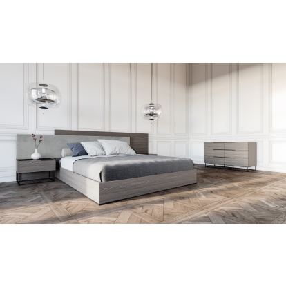 LA Furniture Enzo Italian Modern Grey Oak & Fabric 4-Piece Bedroom Set VGACENZO-4PC-SET Contemporary Style by Vig Furnitrue Number 85608|85609|85610 Catch Home Goods