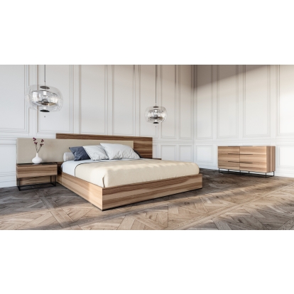 LA Furniture Matteo Italian Modern Walnut & Fabric 4-Piece Bedroom Set VGACMATTEO-4PC-SET Contemporary Style by Vig Furnitrue Number 85611|85612 Catch Home Goods