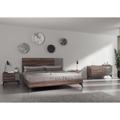 LA Furniture Palermo Italian Modern Faux Concrete & Noce Bodrum 4-Piece Bedroom Set VGACPALERMO-WAL-4PC-SET Contemporary Style by Vig Furnitrue Number 85623|85624 Catch Home Goods
