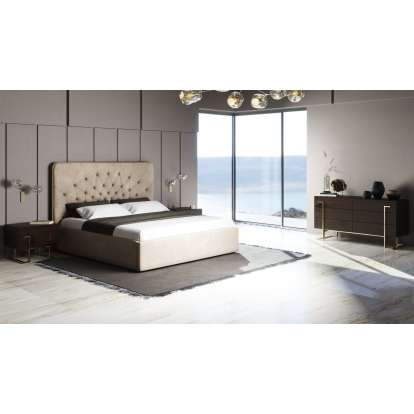 LA Furniture Moontide Glam Beige Velvet and Brushed Brass 4-Piece Bedroom Set VGVCBD1922-19-4PC-SET Contemporary Style by Vig Furnitrue Number 85655|85657 Catch Home Goods