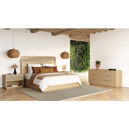 LA Furniture Gavin Modern Natural Ash + Rattan 4-Piece Bedroom Set VGVC-BD2411-4PCSET-NAT Contemporary Style by Vig Furnitrue Number 85660|85661 Catch Home Goods
