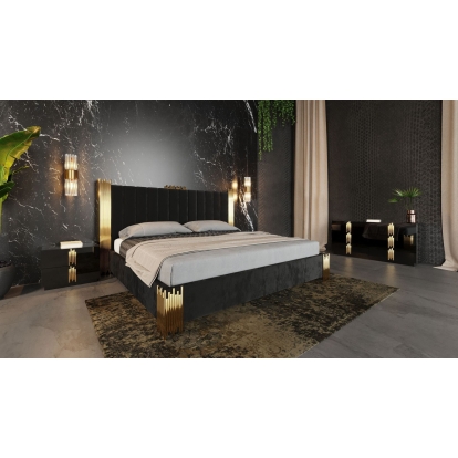 LA Furniture Token Modern Black & Gold 4-Piece Bedroom Set VGVCBD815-4PCSET Contemporary Style by Vig Furnitrue Number 85673|85674 Catch Home Goods