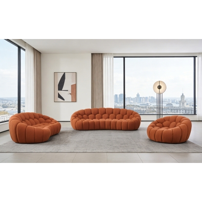LA Furniture Yolonda Modern Curved Orange Fabric Sofa Set VGEV2126C-SET-C-09 Contemporary Style by Vig Furnitrue Number 85935 Catch Home Goods
