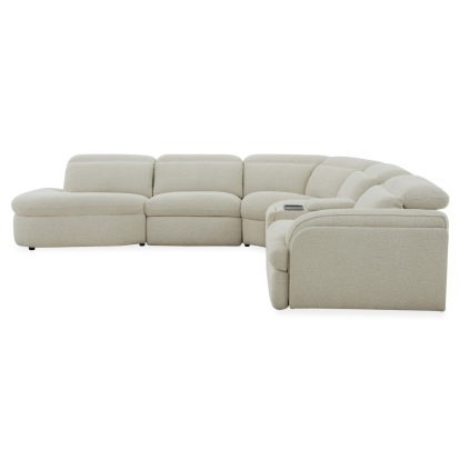 LA Furniture Ambler Modern Off-White Fabric Sectional Sofa with 2 Power Recliners Left Facing Chaise VGKV-KM.6629-SECT-LINEN-LAF Contemporary Style by Vig Furnitrue Number 86032 Catch Home Goods