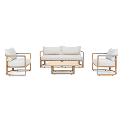 LA Furniture Malta Outdoor Light Grey + Teak Sofa Set VGAT-RASF-236-SET Contemporary Style by Vig Furnitrue Number 86043 Catch Home Goods