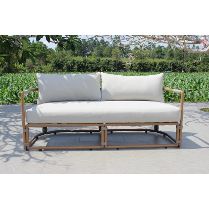 LA Furniture Malta Outdoor Light Grey + Teak Sofa Set VGAT-RASF-236-SET Contemporary Style by Vig Furnitrue Number 86043 Catch Home Goods