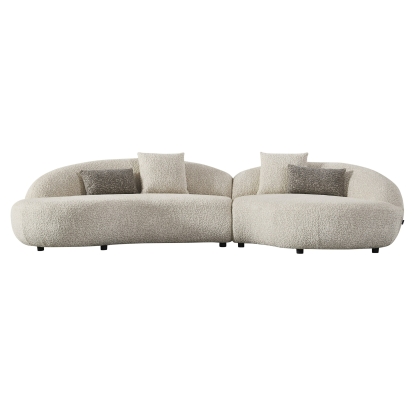 LA Furniture Delvan Contemporary Beige Fabric Right Facing Chaise Sectional Sofa VGEV-25158-BGE Contemporary Style by Vig Furnitrue Number 86051 Catch Home Goods