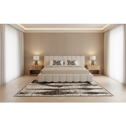 LA Furniture Harris + Roma Modern Off-White Fabric + Oak 4-Piece Bedroom Set VGKK-KF.B2032-ROMA-WHTOAK-4PC Contemporary Style by Vig Furnitrue Number 86253|86254 Catch Home Goods