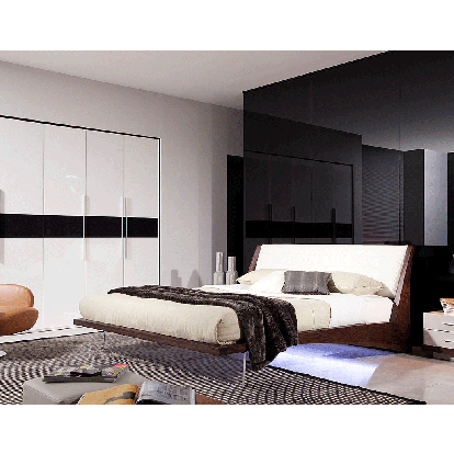 LA Furniture Eastern King Volterra Contemporary Brown Oak and White Floating Bed with Lights VGWCSG-B01-EK Contemporary Style by Vig Furnitrue Number 14666 Catch Home Goods