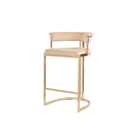 LA Furniture Munith Modern Beige Velvet & Gold Counter Stool VGZAB9504-BG-BS Contemporary Style by Vig Furnitrue Number 80339 Catch Home Goods