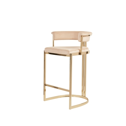 LA Furniture Munith Modern Beige Velvet & Gold Counter Stool VGZAB9504-BG-BS Contemporary Style by Vig Furnitrue Number 80339 Catch Home Goods