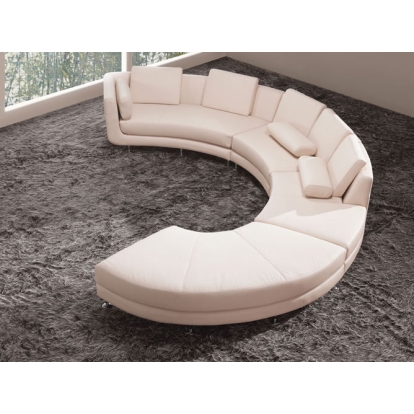 LA Furniture A94 Contemporary White Bonded Leather Curved Sectional Sofa + Ottoman VGYIA94-ECO Contemporary Style by Vig Furnitrue Number 12730A Catch Home Goods